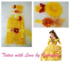 Princess Belle inspired romper set. Princess Belle