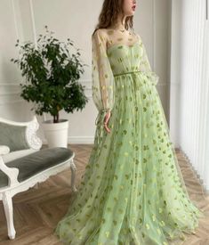 Green Hearty Gown | Teuta Matoshi Teuta Matoshi, Long Prom Dresses, فستان سهرة, Fairytale Dress, Ball Gowns Prom, Dresses Evening, Evening Dresses Prom, Fancy Dresses, Prom Dresses Long