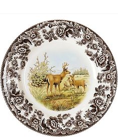 a plate with two deers on it