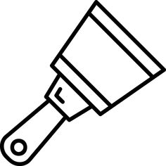 a black and white line drawing of a paint roller with a handle on the end