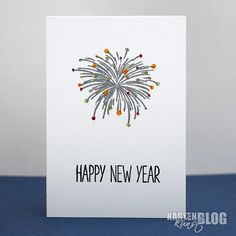 a happy new year card with fireworks on it