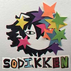 the word sodjeken is surrounded by colorful stars and a woman's face