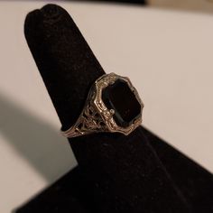 Pre-Owned - Packed For Years Marked With An Arrow Through A "U" Beautiful Filigree Design Around Ring Did Test For Onyx And I Believe It Is But Not Guaranteed Needs Cleaning Uncas Manufacturing Co From Providence Ri Size 6 (See Pic) Sold As Is Vintage Condition Vintage Gothic Wedding Rings, Gothic Wedding Rings, Onyx Signet Ring, Gothic Bride, An Arrow, Providence Ri, Vintage Gothic, Gothic Wedding, Filigree Design