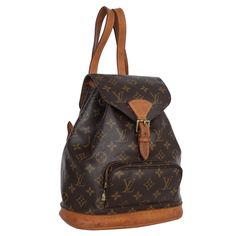 Authentic Louis Vuitton Brown Monogram Montsouris Backpack Mm (Medium size). Features monogram canvas with leather trim, front zippered pouch, top string closure with buckle front flap, the interior has a brown textile lining with slip pocket, adjustable shoulder straps. This bag is perfect for shopping, travel, school, and hands-free needs. Unisex bag! Authenticity Date Code: SP0024 Made in France Strap Drop: (adjustable) Montsouris Backpack, Pre Owned Louis Vuitton, Louis Vuitton Brown, Quality Handbags, Zippered Pouch, Travel School, Shopping Travel, Bag Packaging, Monogram Canvas