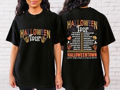 Halloween Tour Shirt Sweatshirt,Halloween Tour Trick Or Treatin Spooky Pupkin Shirt,Halloween Tour Funny Shirt,Cute Halloween Tshirt,Seasoon *Free shipping over $35. *Please review all size charts displayed in the product images. *Sizing might differ 1" (+-) . We recommend you to size up of you're between two sizes. *All shirts are made with top-of-the-line DTF and pressed with a professional grade heat press. * If you want to add or change anything on the existing design that is displayed in th Halloween Concert T-shirt With Crew Neck, Long Sleeve Halloween Concert T-shirt, Halloween Graphic Tee For Concert, Halloween Crew Neck T-shirt For Concert, Halloween Concert Crew Neck T-shirt, Black Halloween Concert T-shirt, Halloween Concert Band Merch Tops, Skeleton Graphic Tee, Halloween Tour