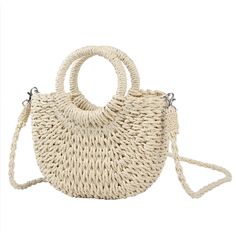 PRICES MAY VARY. Material:100% high quality natural straw,Lining: polyester Basic Information: Small Tote size：9.8"x5.9"/25x15cm. Top hanlde:4.3"/11cm,Removable Shoulder strap length : 47"/120cm. Weight:290g/0.63LBS Featuer:drawstring closure ,easy to open and close. soft fabric lining. Keeps your belongings safe.Best choice for fashionista,This Retro Tote Summer Beach Straw Bag matches almost all of your summer pieces-dresses or casual , and can even be matched with any outfit. Such a beautiful Straw Beach Tote, Summer Pieces, Handwoven Bag, Round Handle, Handbag Handles, Tote Handbag, Small Tote, Beach Tote, Hobo Handbags