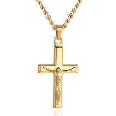 The Crucifix men’s gold pendant necklace is for those who are powerful & strong with true self-belief. An iconic emblem of ultimate sacrifice, the Crucifix pendant tells the world that you are brave and fearless, and prepared to make the ultimate sacrifices to achieve your goals.
Necklace comes in a length of 20 inches with a 2 inch extender for a more relaxed look.
Add good vibes with our luxury velvet jewelry pouch!
Unisex style.
Part of our exclusive Sinicci© collection.
Dimensions: –
Nec Gold Crucifix Necklace, Necklace Guide, Boys Necklace, Crucifix Necklace, Mens Chain Necklace, Mens Pendant, Mens Gold, Accessories Jewelry Necklace, Stunning Necklace