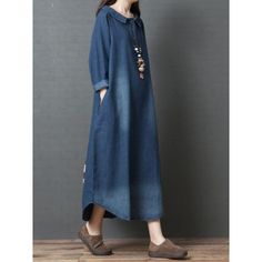 Season:Summer,Spring,Autumn,Winter,Fall; Fabric:Denim; Sleeve Length:Long Sleeve; Look After Me:Machine wash; Gender:Women's; Style:Fashion,Casual; Elasticity:Micro-elastic; Occasion:Vacation,Outdoor,Daily; Fit Type:Loose Fit; Dresses Type:Denim Shirt Dress; Pattern:Plain; Design:Pocket; Neckline:Shirt Collar; Front page:FF; Listing Date:01/06/2023; Production mode:External procurement; 2023 Trends:2023; Bust:; Hips:; Length:; Sleeve:; Fit US Size:; Fit UK Size:; Fit EU Size:; Dress Length Type: Denim Shirt Dress Women, Pola Topi, Sukienki Plus Size, Spring Dresses Women, Fall Denim, Maxi Shirt Dress, Maxi Robes, Denim Shirt Dress, Vestidos Vintage