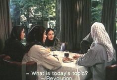 three women sitting at a table talking to each other with the caption what is today's role revolution?