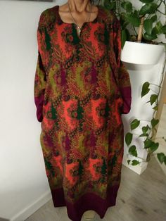 Winter yak wool kaftan Fits upto 2XL Bohemian V-neck Kaftan For Fall, Bohemian V-neck Fall Kaftan, Festive Long Kurta For Winter, Fall Bohemian V-neck Kaftan, Festive Long Winter Kurta, Multicolor Long Sleeve Dresses For Home, Green Long Sleeve Kaftan For Loungewear, Bohemian Winter Kurta For Festive Occasions, Bohemian Winter Festive Kurta