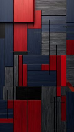 an abstract painting with red, black and grey colors