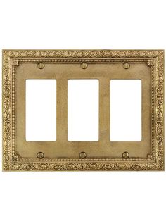 three gang light switch plate in antique brass finish