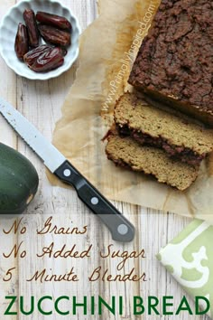 zucchini bread with raisins, no added sugar and 3 minute bread