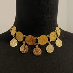 Afghan / Turkish Necklace. Brand New, Never Worn. From Etsy Seller Liracojewelry. Comes With Packaging. Gold Necklace With Coin Pendant For Festival, Gold Costume Jewelry For Festival, Gold Round Choker For Festivals, Gold Jeweled Round Choker, Turkish Accessories, Turkish Gold Jewelry, Turkish Necklace, Coin Choker, Turkish Jewelry