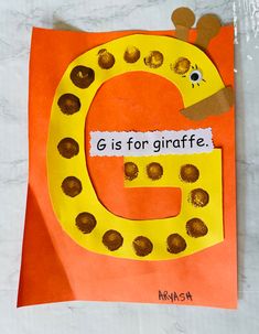 the letter g is for giraffe made out of construction paper