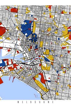 a map of the city of houston, texas with yellow and blue areas on it