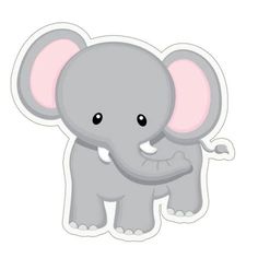 an elephant sticker with its trunk in the air and it's eyes wide open