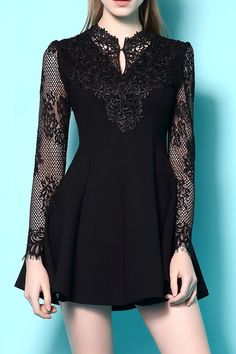 Black long sleeved lace goth dress Goth Dress, Trendy Dress, Lace Dress Black, Trending Dresses, Street Style Outfit, Trendy Dresses, Long Sleeve Lace, Modest Fashion, Pretty Dresses