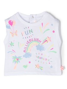 white/multicolour cotton graphic print to the front round neck rear press-stud fastening sleeveless Dress With Jean Jacket, Baby Boy Accessories, Dolce And Gabbana Kids, Stella Mccartney Kids, Kids Branding, Baby Tshirts, Baby Sets, Swimwear Tops, Baby Boy Outfits