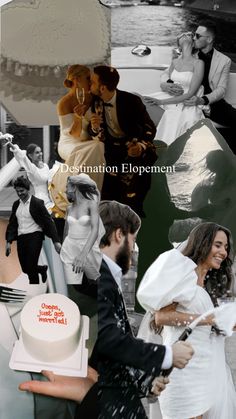 a collage of wedding photos with the caption destination elopement on it