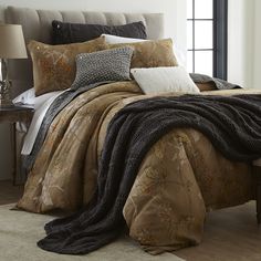 the comforter is neatly made and ready to be used in this bedding set