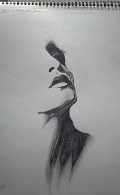 a pencil drawing of a woman's profile