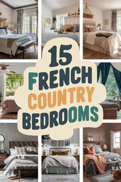 a collage of french country bedroom designs and decorating ideas with text overlay that reads,'15 french country beds '