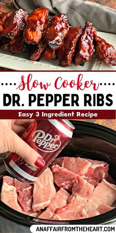 Slow Cooker Dr. Pepper BBQ Ribs stacked on a white rectangular serving dish. Boneless Country Style Pork Ribs, Country Style Pork Ribs, Bbq Pork Ribs