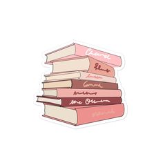 a stack of books sticker on top of each other, with the words love written in