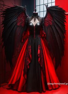 Devil Outfit, Dragon Goddess, Goddess Outfit, Clothing Art, Halloween Vampire, Fantasy Dresses, Gothic Horror, Fantasy Gowns, Pretty Prom Dresses