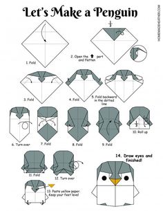 how to make an origami penguin step by step instructions for kids and adults