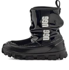 (GS) UGG Classic Brellah Mini 'Black' 1143697-BLK Casual Black Insulated Boots, Black Insulated Boots For Streetwear, Insulated Black Boots For Streetwear, Ugg Black Mini, Black Ugg Sneakers, Ugg Classic Mini Black, Ugg Classic Mini Platform Black, Mini Uggs Black, Ugg Classic