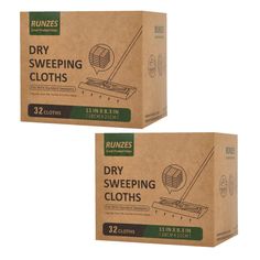 two boxes of dry sweeping cloths sitting next to each other on a white background