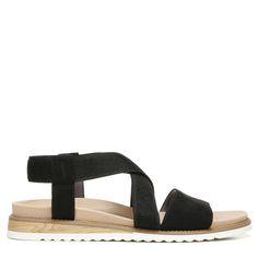 A breezy and strappy sandal with vacay vibes. Vacay Vibes, Dr. Scholl's, Recycled Bottles, Round Toe Heels, Casual Sandals, Ankle Strap Sandals, Strappy Sandals, Black Fabric, Black Sandals