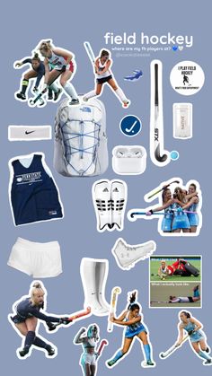 various sports stickers on a blue background