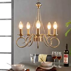 Lindby Lumiel chandelier, five-bulb | Lights.co.uk Victorian Light Fixtures, Tree Curtains, Classic Chandeliers, Curtain Lights, Decorating With Christmas Lights, Dining Room Chandelier, Ceiling Rose, Chandelier In Living Room