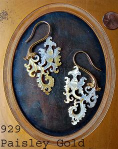 Paisley earrings Formal Carved Gold Earrings, Formal Gold Carved Earrings, White Carved Earrings For Gift, Traditional Gold Carved Earrings, White Victorian Handmade Earrings, Handmade Victorian White Earrings, Elegant Carved Drop Earrings, Elegant Silver Carved Earrings, Ornate Sterling Silver Earrings