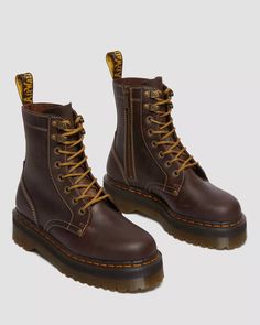 Jadon Boot Arc Crazy Horse Platforms in Brown | Dr. Martens Dr Martens Crazy Horse, 2000s Autumn, Brown Doc Martens, Guy Styles, Spain Fits, Brown Dr Martens, Jadon Boots, Autumn Boots, Dr Martens Jadon