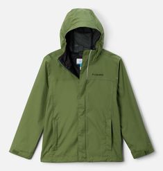 Family hikes are on, rain or shine, with this waterproof-breathable rain jacket complete with mesh lining for airflow and adjustable details to help him dial in the fit. Green Raincoat, Family Hiking, Rain Or Shine, Holiday Deals, Columbia Sportswear, Get Up, Vest Jacket, Columbia, Rain Jacket