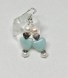 Amazonite and freshwater pearl earrings, heart earrings, pearl jewelry, amazonite earrings, Celtic k Blue Stone Earrings, Earring Inspo, Amazonite Earrings, Celtic Knot Earrings, Flower Earrings Gold, Geode Jewelry, Amazonite Jewelry, Dainty Diamond Necklace, Semiprecious Stone Jewelry