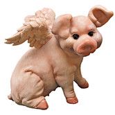 a small pig with angel wings on its back