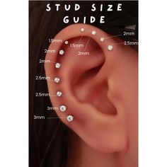 the ear is shown with different sizes and measurements for each individual piece, including two smaller pieces