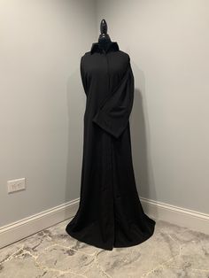 Thick wrinkle free abayas Formal Modest Thobe, Modest Long Thobe For Formal Occasions, Formal Long Solid Abaya, Formal Long Abaya With Dabka, Modest Fitted Black Abaya, Modest Black Abaya For Formal Occasions, Fitted Solid Maxi Length Abaya, Formal Long Thobe For Eid, Long Thobe For Eid And Formal Occasions