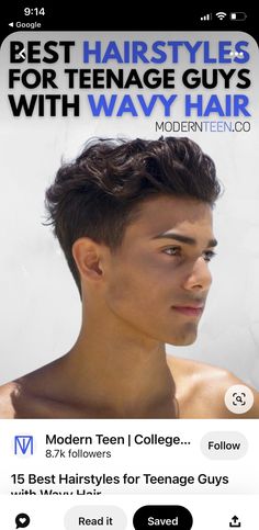 Hairstyles For Teenage Guys, Teenage Guys, Guys Read, Wavy Hair, Cool Hairstyles, Hair Styles, Hair