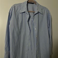 Casual Zara Shirt. For Everyday Wear In Xs. Never Worn. Blue White Straps. Looks Beautiful Under Sweaters/Sweatshirts As Well As Over Tops Or T Shirts. Classic Blue Blouse For Day Out, Blue Zara Shirt For Daywear, Zara Blue Shirt For Daywear, Zara Blue Shirt For Day Out, Zara Shirt, Tops Casual, Zara Tops, Casual Tops, Everyday Wear