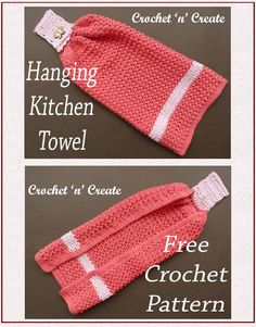 crochet pattern for a baby hat and diaper cover with the words hanging kitchen towel