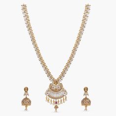 Grandeur Antique Long Necklace Set Antique Long Necklace, Temples Of India, Long Necklace Set, Length Necklace, Antique Necklace, The Pearl, Gold Polish, Pearl Drop, Cz Stone