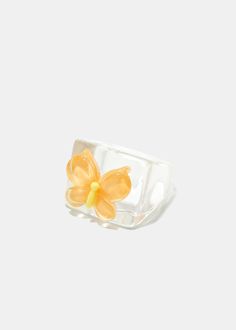 Butterfly Square Ring Orange JEWELRY - Shop Miss A Rings Fun, Orange Ring, Weird Jewelry, Square Ring, Square Rings, Cosplay Ideas, Forever Young, My Style, Orange