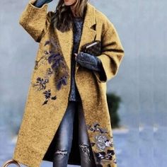 PRINT COAT Refashioned Clothing, Summer Coats, Long Overcoat, Lapel Coat, Women Overcoat, Print Coat, Collared Coat