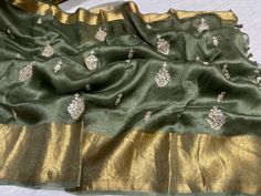 Kanchi Organza Saree - Etsy Elegant Green Saree With Gota Work, Elegant Slub Silk Saree For Party, Designer Saree With Cutdana For Reception, Designer Cutdana Saree For Reception, Formal Silk Dupatta With Gota Work, Designer Traditional Wear With Zari Work On Tissue Silk, Designer Chanderi Dupatta For Party, Designer Silk Dupatta For Reception, Designer Tissue Silk Traditional Wear For Festive Occasion